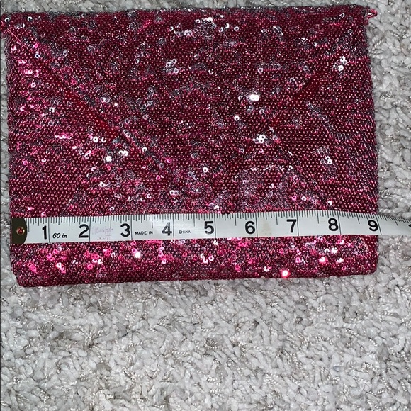 Pink and Silver Envelope Purse with Silver Chain - Picture 5 of 6